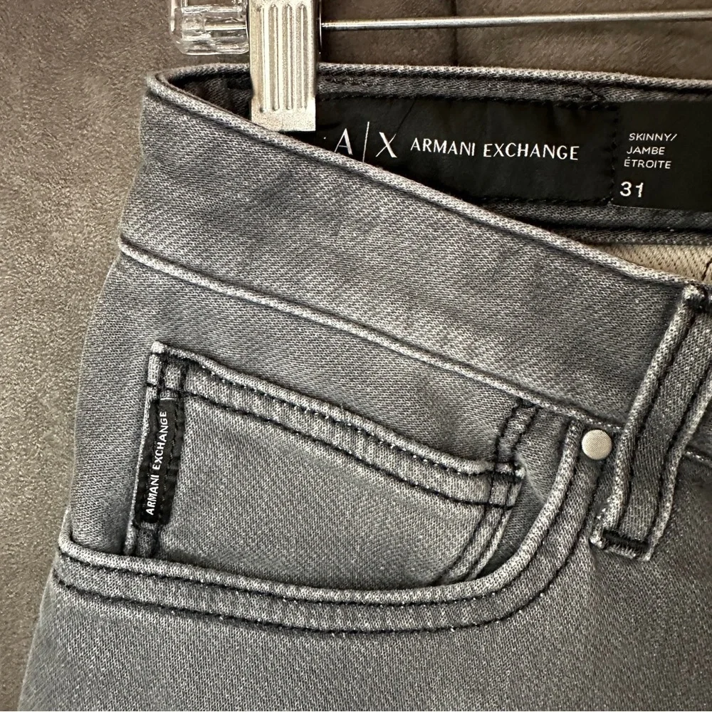Armani Exchange Grey Skinny Jeans Premium Stretch Denim Size 31 Modern Casual
